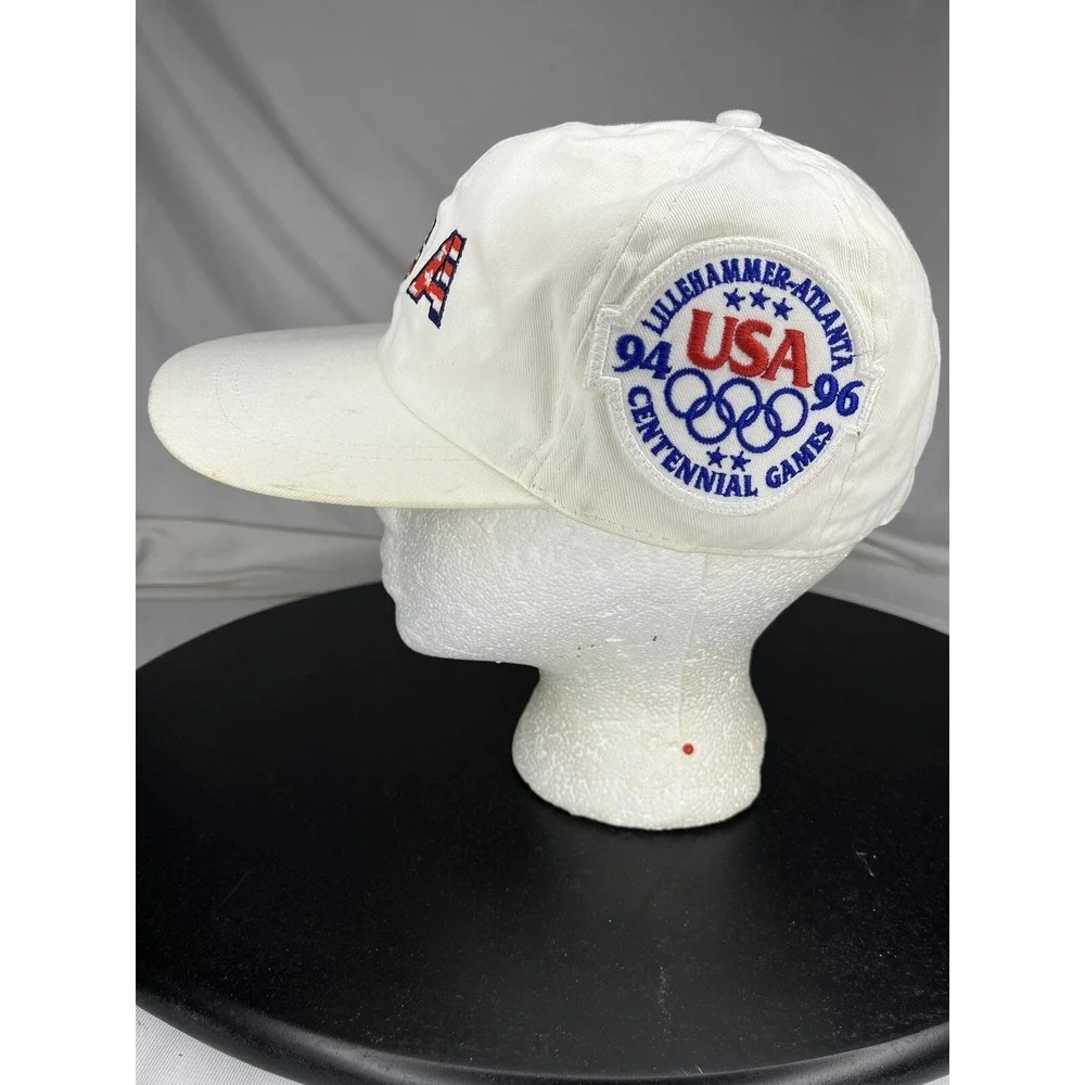 USA Lillehammer Atlanta Centennial Games 1994 1996 Hat White Stretchable